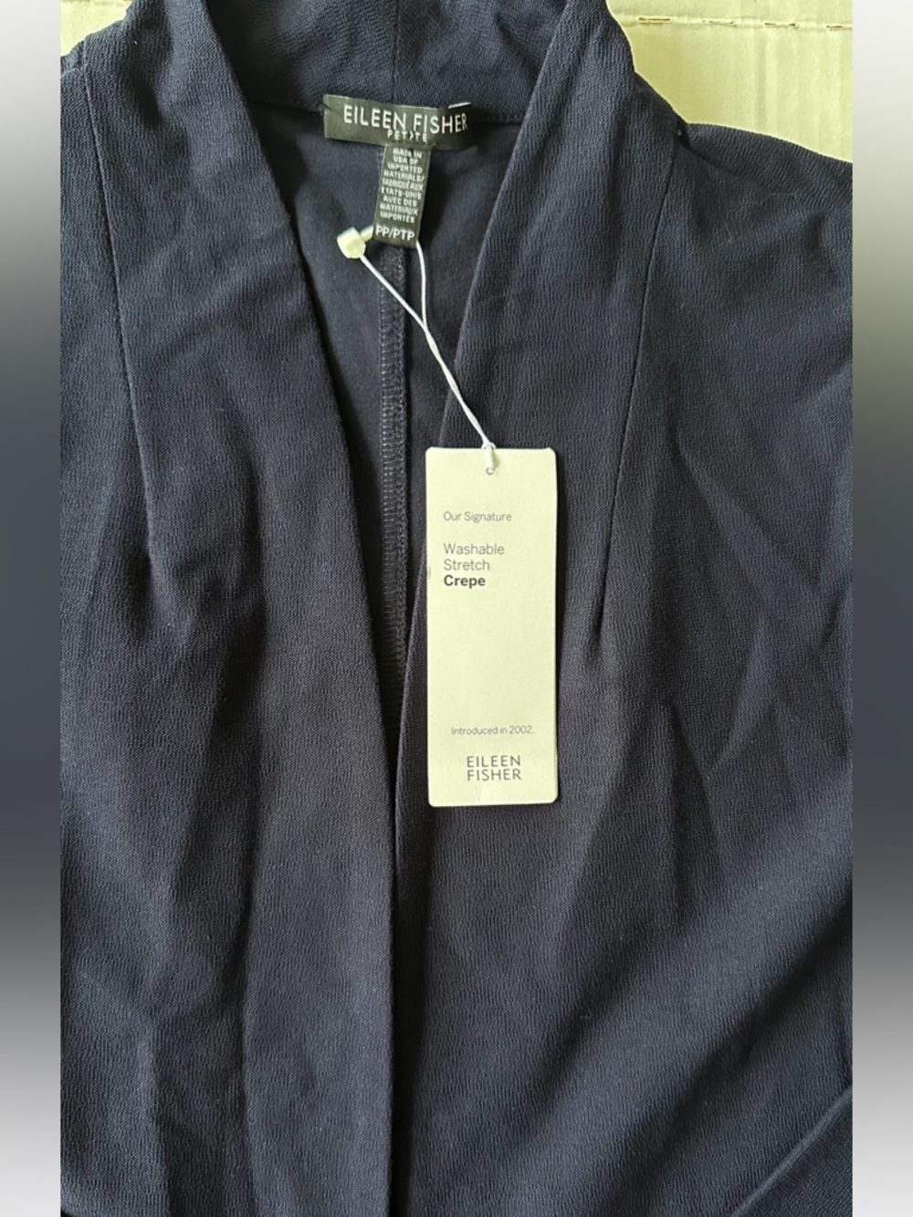 Eileen Fisher Womens Open Front Stretch Crepe Bracelet Sleeve Blue Size PP NWT - Picture 4 of 9